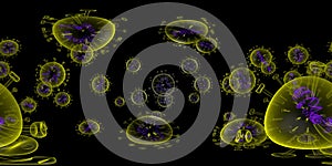 3d rendering Microscope virus- bacteria close up.  Equirectangular  360 VR image.  The medical panoramic background