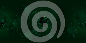 3d rendering Microscope virus- bacteria close up.  Equirectangular  360 VR image.  The medical panoramic background