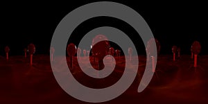 3d rendering Microscope virus- bacteria close up.  Equirectangular  360 VR image.  The medical panoramic background