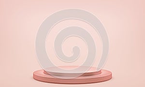 3D rendering minimal showcase on the pink or cream color cycle stand podium on a pink background