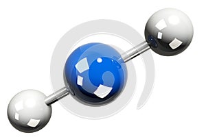 3D rendering of the model of the carbon dioxide molecule ( CO2 )