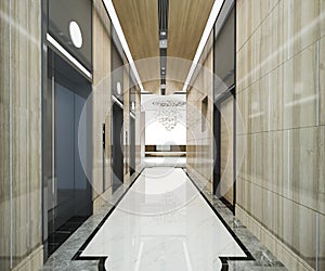 3d rendering modern steel elevator lift lobby in business hotel with luxury design