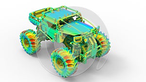 3D rendering - Monster truck finite element model photo