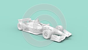 3D rendering of a motorsports race car blank computer generated model. V12 V10 fast aerodynamic race car. Championship photo