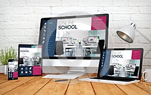 online school website responsive design screen multidevices photo