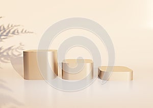 3D rendering of multiple beige podiums