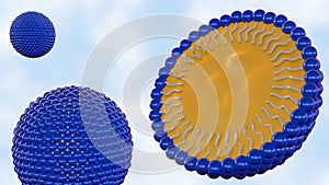 3d rendering of nanoemulsion molecules