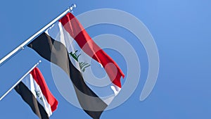 3D rendering of the national flag of Iraq waving in the wind