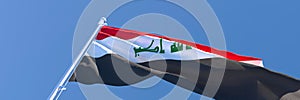 3D rendering of the national flag of Iraq waving in the wind