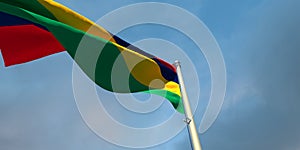 3d rendering of the national flag of the Mauritius