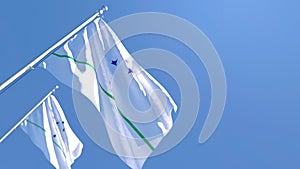 3D rendering of the national flag of Mercosur waving in the wind photo