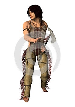 3D Rendering Native American Man on White
