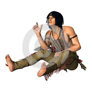 3D Rendering Native American Man on White