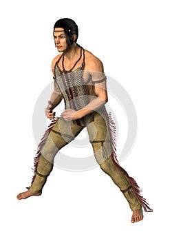 3D Rendering Native American Man on White