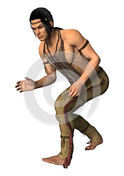 3D Rendering Native American Man on White