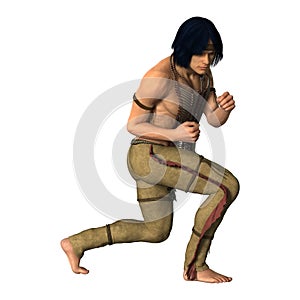 3D Rendering Native American Man on White