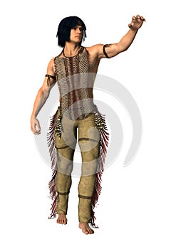 3D Rendering Native American Man on White