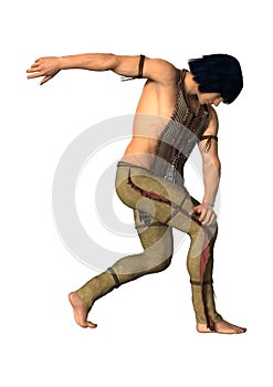 3D Rendering Native American Man on White