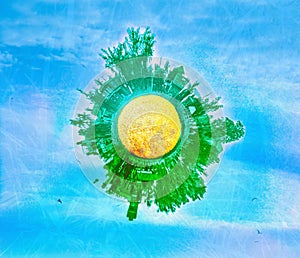 3D rendering tiny planet making planet earth greener