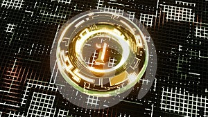 3D Rendering. Neon bright glowing countdown timer from 10 to 0 seconds