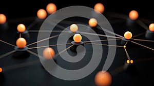 A 3D rendering of a network of interconnected spheres.