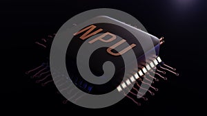 3d rendering of Neural Processing Unit called NPU processor