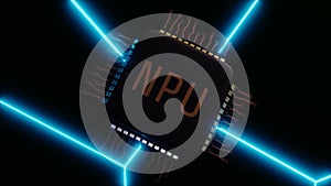 3d rendering of Neural Processing Unit called NPU processor
