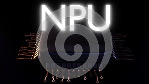 3d rendering of Neural Processing Unit called NPU processor