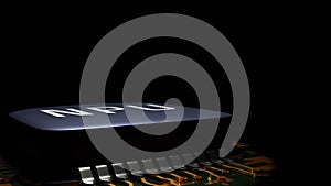 3d rendering of Neural Processing Unit on motherboard