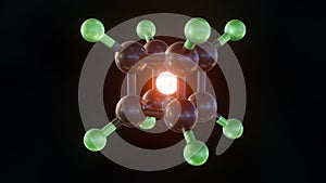 3d rendering of Octafluorocubane or perfluorocuban