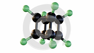 3d rendering of Octafluorocubane or perfluorocuban