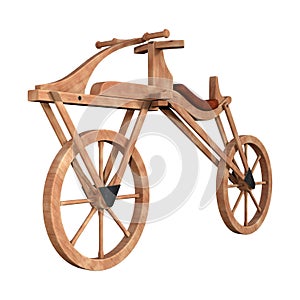 3D Rendering Old Fashioned Bicycle on White