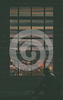 3d rendering of old persion site infrom of windows look through outsite