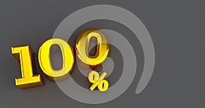 one hundered percent symbol on dark background