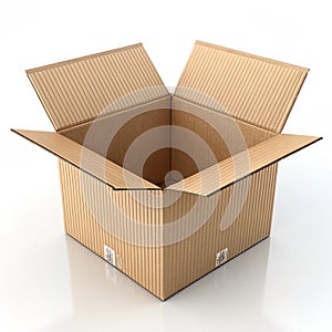 3D rendering of open cardboard box