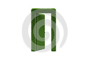 3d Rendering of an Open Grass Covered Door Frame Isolated on White Background