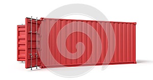 3d rendering of open red shipping container isolated on white background