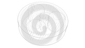 3D rendering - outlined epicyclic gear assembly