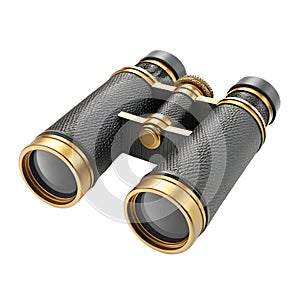 Black and Gold Binoculars 3 D Render Isolated White Background