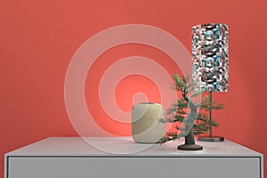 3D rendering of Apple home pod voice service activated recognition system, artificial intelligence photo