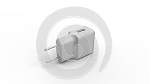 3D rendering of phone charger socket plug electrical charge jack. Isolated in studio background
