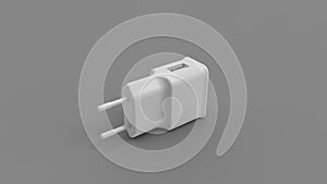 3D rendering of phone charger socket plug electrical charge jack. Isolated in studio background