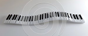 3D rendering of piano keys on a white background