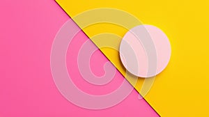 A 3D rendering of a pink circle on a yellow background.