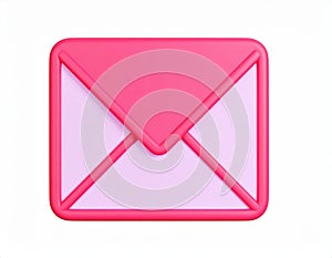 3D rendering of a pink envelope icon, isolated on transparent background