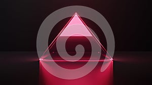 A 3D rendering of a pink triangular prism with a gradient background.