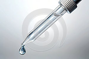Close up pipette with drop on white background. 3d rendering photo
