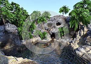 3D Rendering Pirate Islnad