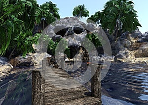 3D Rendering Pirate Islnad