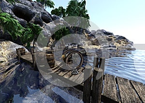 3D Rendering Pirate Islnad